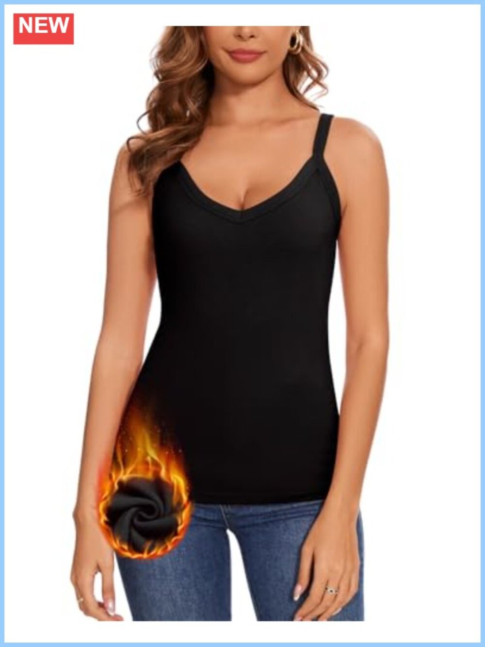 Thermal Fleece V-Neck Tank Top Women Sleeveless Base Layer Camisole